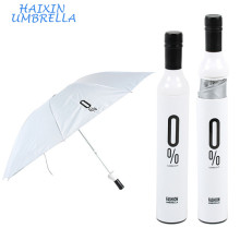 Nuevo Diseñador de regalos de puerta promocional 3 botellas de vino plegable Deco Blanco pequeño Paraguas de cuerpo completo para venta en Estuche